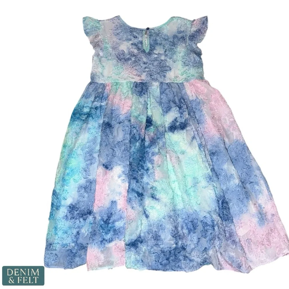 Pippa & Julie Girls 6X Blue‎ Pink Pastel Lace Overlay Party Dress